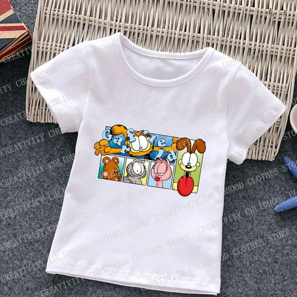 Children T-Shirt Funny Fat Cat Summer Clothes Kawaii Cartoons