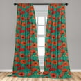 thumbnail image 2 of Poppy Window Curtains, Retro Meadow Blossom of Flowers Romantic Botanical Design Pattern, Lightweight Decor 2-Panel Set with Rod Pocket, Pair of - 28"x84", Teal Burnt Orange and Green, by Ambesonne, 2 of 3