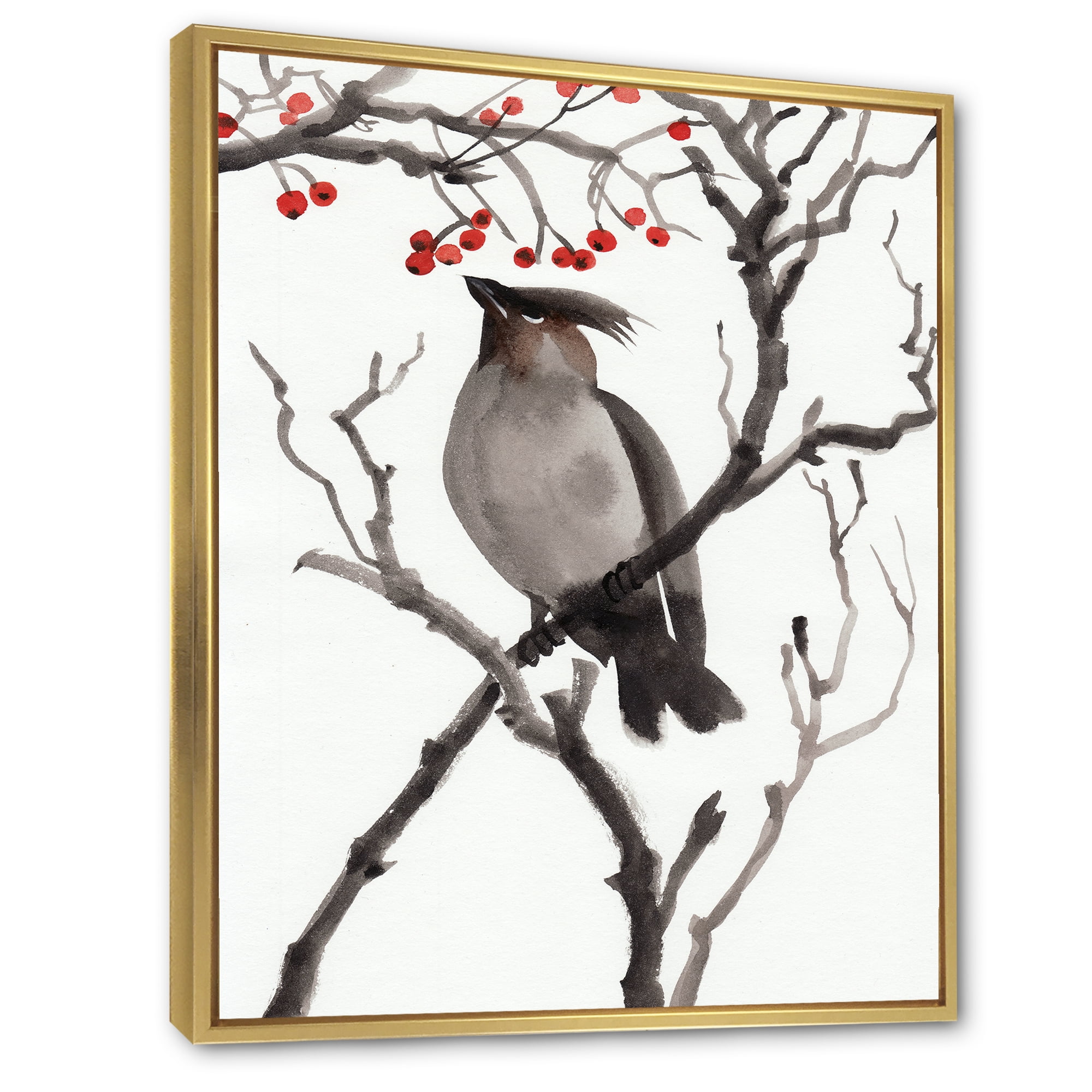 Designart 'Ancient Australian Bird Illustrations III' Traditional Framed Canvas Wall Art Print