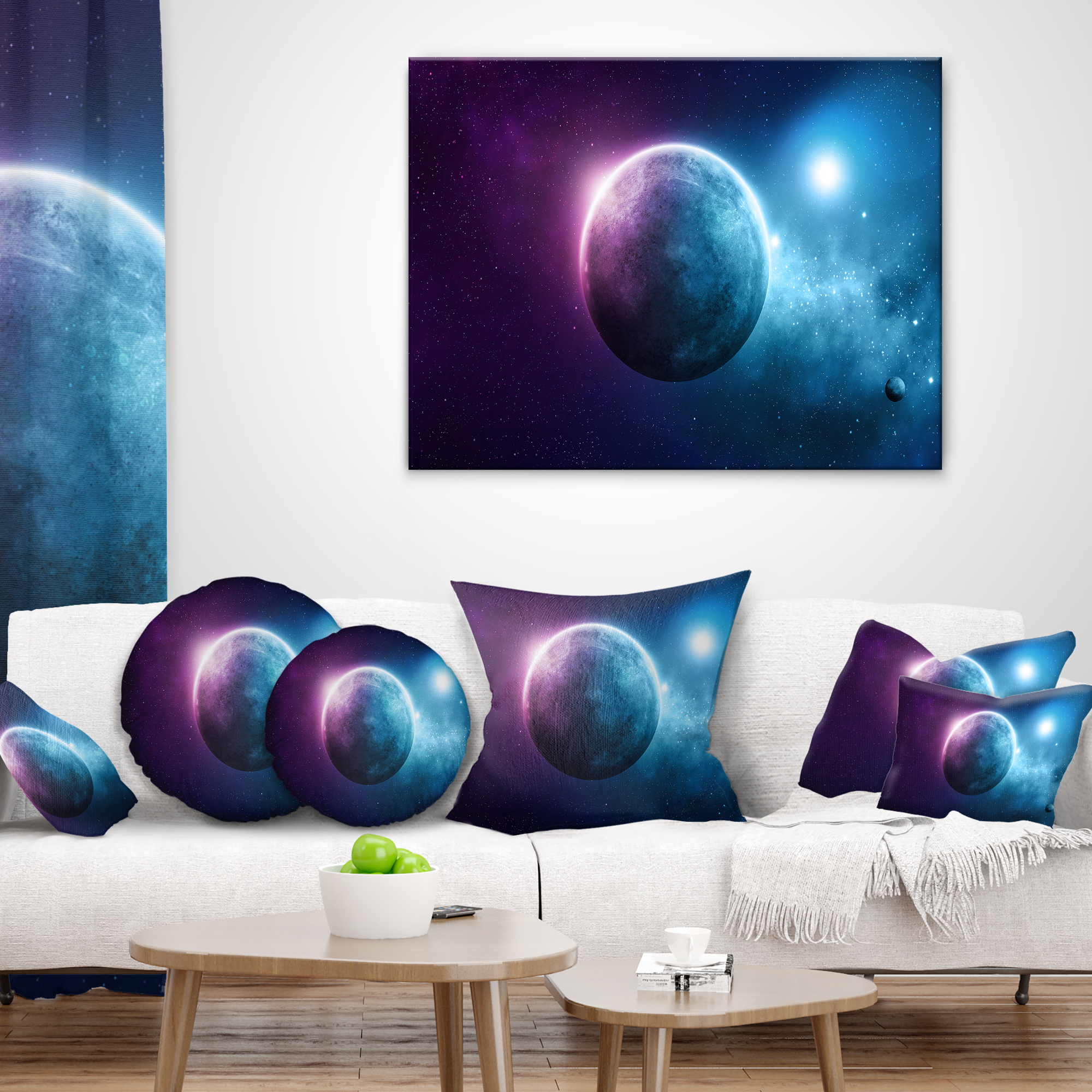 Designart Deep Space Planet - Space Throw Pillow - 16x16