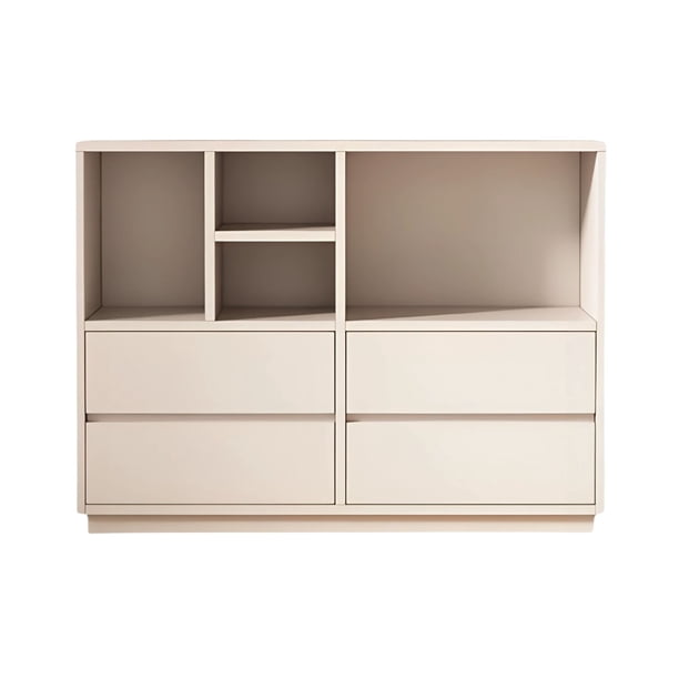 Ilios Innova | Librero Minimalista para Sala, Recámara u Oficina, Estante Organizador de Madera Blanco con Cajones