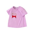 thumbnail image 2 of Frnrwgo Girls Athletic T-shirts Short Sleeve T-Shirts Kids Crewneck Tops Cute Print Fashion Tees 2-10 Years, Purple, 2 of 3