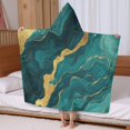 thumbnail image 5 of Teal and Gold Marble Glitter Dots Pattern Hooded Bath Towel，60"x35" for Ages 3 To 12 Kids, Quick Dry Lightweight Soft Microfiber Hood Beach Towel Cover Up for Kids, 5 of 7