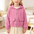 thumbnail image 6 of HAOTAGS Girls Hooded Windbreaker Jacket (4T–13) Warm, Windproof, Zip-Up Casual Coat with Pockets for Kids Hot Pink Size 6, 6 of 10