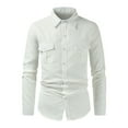 thumbnail image 1 of Birdeem Mens Solid Casual Button Pocket Lapel Long Sleeve Shirt Coat, 1 of 1