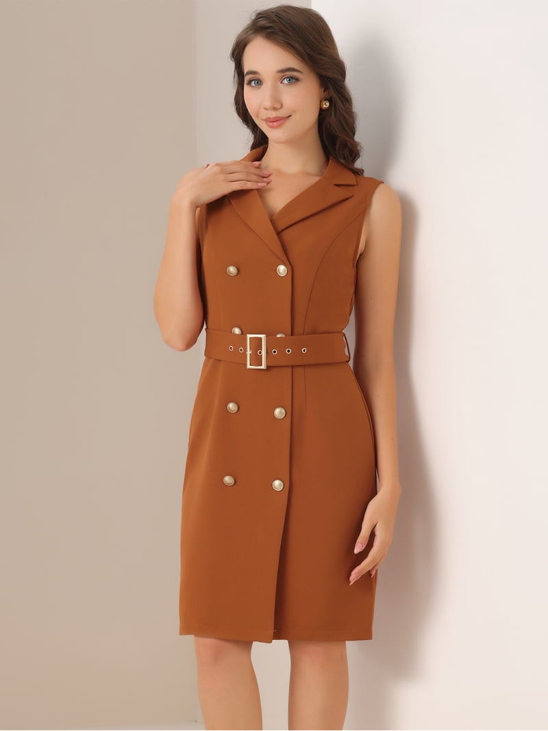 brown blazer dress women Ischia Cocktail Blazer Dress XL / Sky Blue
