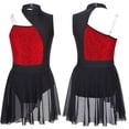 thumbnail image 5 of Aislor Kids Girls Contemporary Latin Jazz Dance Costume Lyrical Dress 4-14 A Red 6, 5 of 7