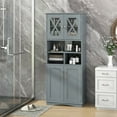 thumbnail image 2 of Costway Tall Bathroom Cabinet Large Floor Storage Cabinet with Acrylic Doors & 3 Cube Gray, 2 of 10