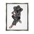 thumbnail image 3 of Stupell Industries Stripes Pattern Woman Sitting Fashion Portrait Graphic Art Luster Gray Floating Framed Canvas Print Wall Art, Design by Amelia Noyes, 3 of 5