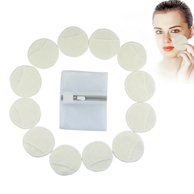 12 Pcs Tampons Démaquillants Réutilisables en Coton Doux avec Sac en Filet à Fermeture Éclair