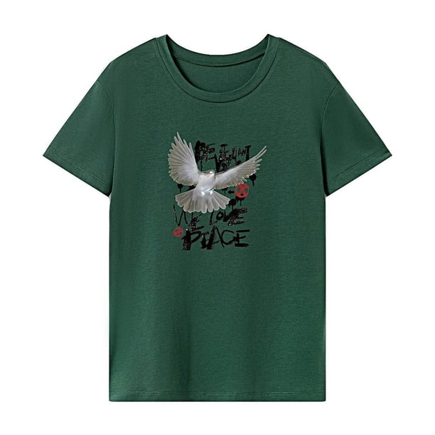 Camiseta para mujer, ropa de verano, camiseta básica para oficina, calle, trabajo, vacaciones Verde