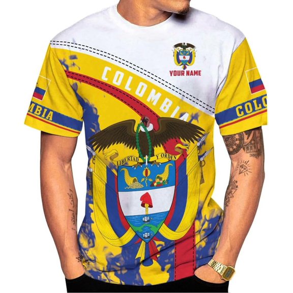 Personalized Colombia Shirt 3D, Custom Colombia Flag Shirts for Men Women, Colombian Pride T-Shirt, Unisex Shirt (S)