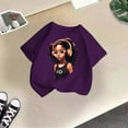 thumbnail image 3 of MIXUE Kids Girls Tops & T-Shirts Kid Cute Graphic Round Neck Short Sleeve Summer Casual Pullover Tshirts Outwear,Purple,5-6 Years, 3 of 3