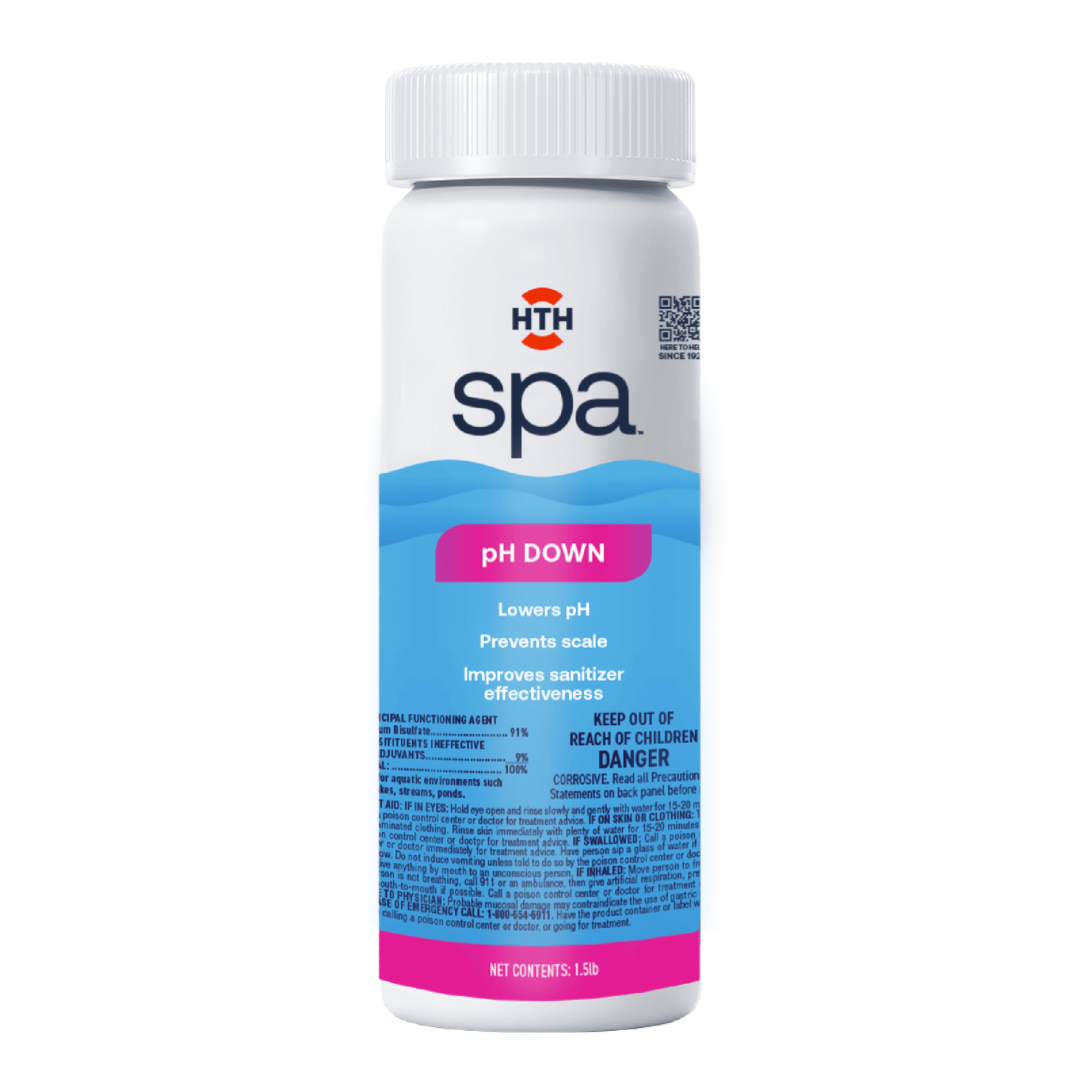 HTH Spa Care pH Down, Lowers pH for Spas & Hot Tubs, 2.5lb