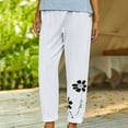 thumbnail image 2 of Jewelreauty Linen Pants Women Summer Casual Elastic Waist Straight Leg Floral Print Pants with Pockets, 2 of 9