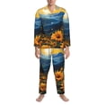 thumbnail image 3 of Fotbe Elegant Sunset Sunflower Pijama de Hombre con Estampado de Manga Larga, Conjunto de 2 Piezas, Ropa de Dormir Suave y Cómoda con Bolsillos-Small, 3 of 7