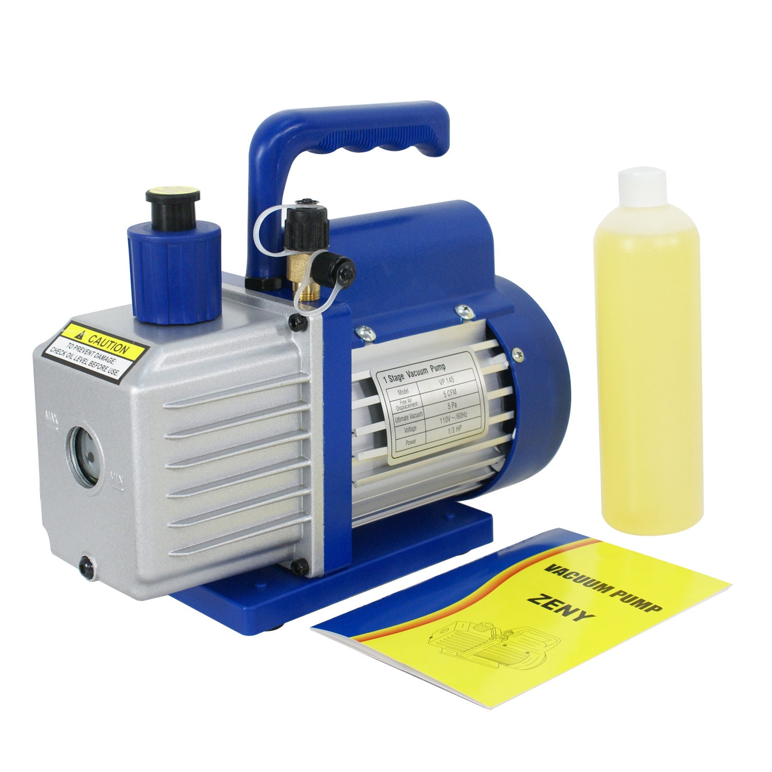 Zeny 5CFM 1/3HP Rotary Vane Deep Vacuum Pump HVAC AC Air Tool R410a