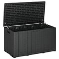 thumbnail image 1 of Coffre de Rangement de Jardin Extérieur de 81 Gallons, Coffre de Terrasse en Plastique PE Résistant aux Intempéries avec Roues et Poignées, Grand Organisateur Imperméable pour Coussins de Patio, Noir, 48.2 Pouces L x 24.4 Pouces L x 25.4 Pouces H, 1 of 7
