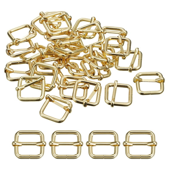 Slides Buckles, 30 Pack 20x20x3.8mm Metal Roller Pin Buckles, Gold Tone