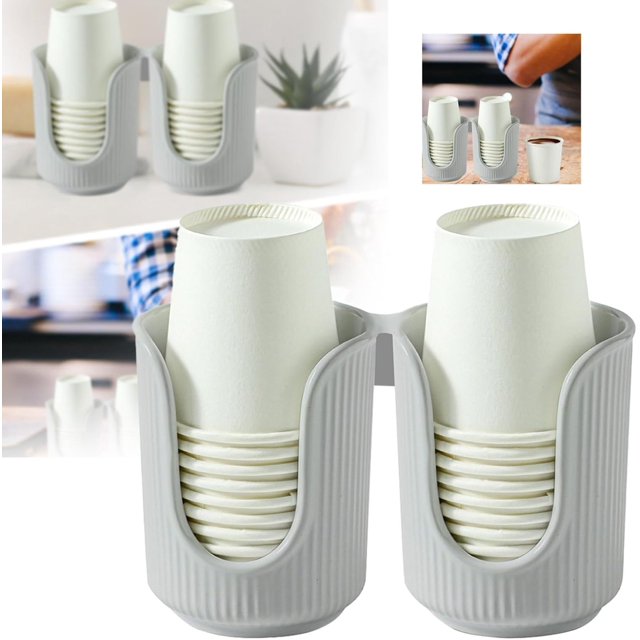 Bathroom Cup Dispenser, Multi Functional Cup Storage Rack and Paper Cup Holder, Mouthwash Dispenser for Bathroom, Cup Holder for Water Dispenser, Coffee for Countertop (G)