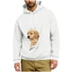 thumbnail image 5 of Ceisia Men's Loose Fit Hooded Sweatshirt with Large Pet Pocket & Puppy Print for Casual Wear White L Gifts, 5 of 5