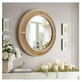 thumbnail image 3 of Round Rattan Wall Mirror with Wooden Framed, Modern Boho Decorative Mirror for Bathroom, Entry, Living Room, Bedroom, 24 Inch, 3 of 9