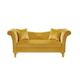thumbnail image 4 of 2 Seater Velvet Loveseat with 2 Pillows in Beige, Small Sofa Couch, Couches with Storage Space for Living Room, Upholstered Button Tufted Nailhead Trimming Rolled Arm and Metal Legs, 4 of 8