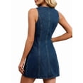 thumbnail image 5 of Denim Dress for Women Sleeveless Stretchy Jean Summer Casual Western Short Button Down Dress L, 5 of 10