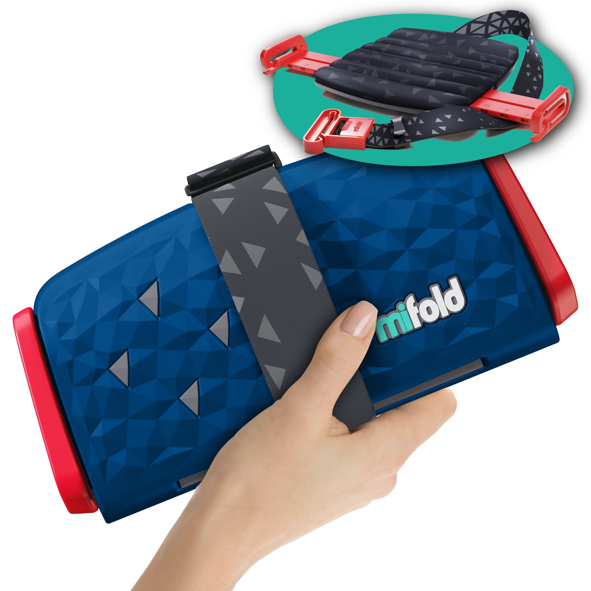 mifold Comfort grab-and-go portable backless car booster seat, Ocean blue
