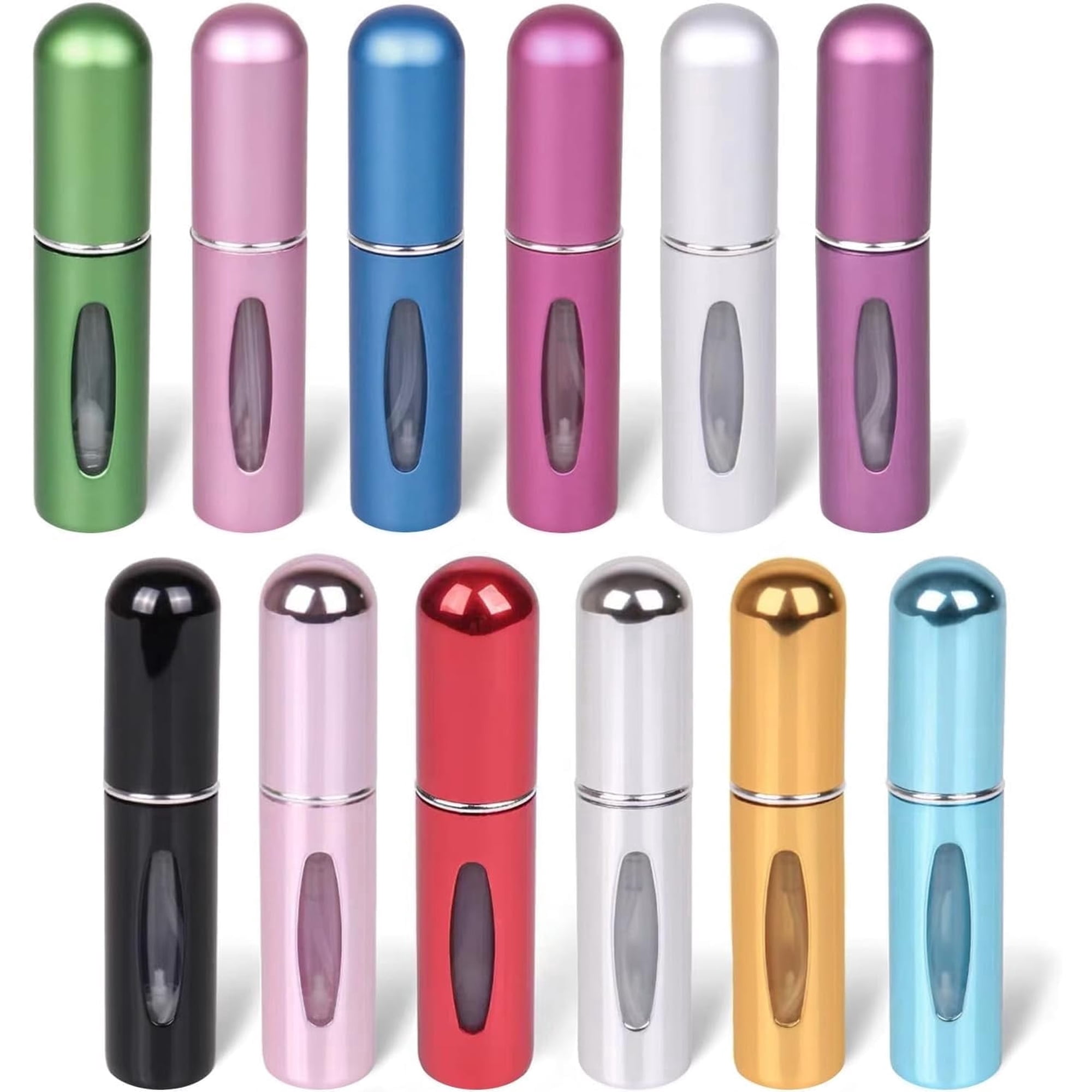 Hautllaif 12 PCS Travel Refillable Perfume Atomizer Bottles,5ml Mini Portable Spray Bottles for Travel Accessories,Multicolor Perfume Containers