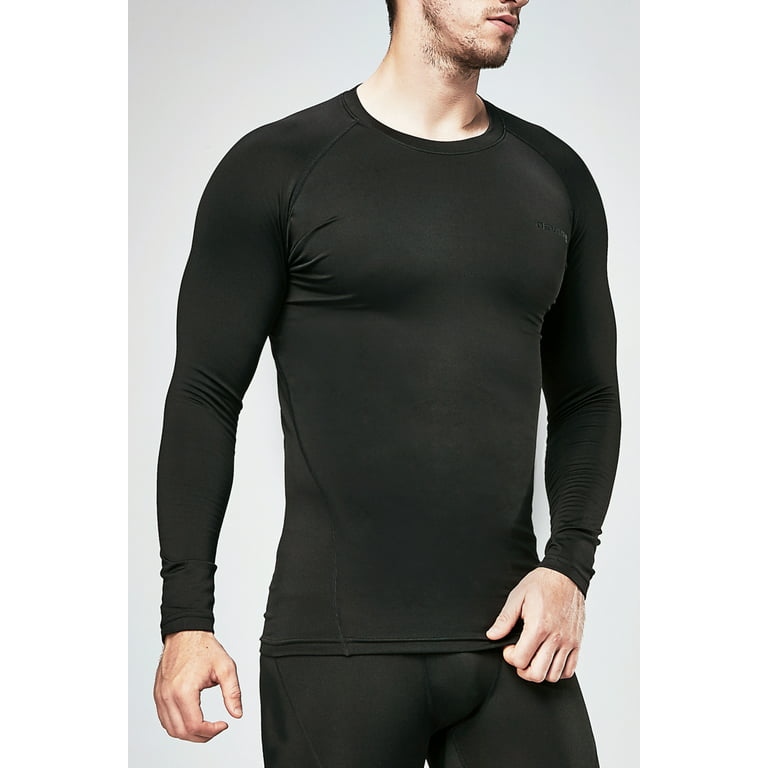 DEVOPS 2 Pack Men's Thermal long sleeve compression shirts (X-Large,  Black/Charcoal) 