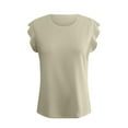 thumbnail image 6 of Summer Tops for Women Women's Fashion Casual Short Sleeved T Shirt Round Neck Solid Color Loose Top Vest 1 Athletic Tops for Women Loose Fit Business Shirts Neck Top Camisole Tall Clothes Brown L, 6 of 9