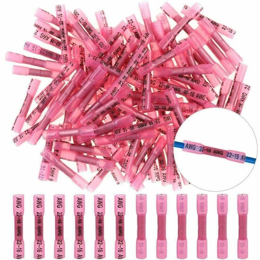 300Pcs 22-10AWG Heat Shrink Butt Wire Splice Connectors Seal Crimp Terminals