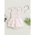 thumbnail image 2 of Bagilaanoe Newborn Baby Girl Rompers Dress Floral Print Short Sleeveless Bodysuit + Headband 6M 9M 12M 18M Infant Summer A-Line Dress, 2 of 8