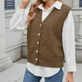 thumbnail image 7 of Aueoeo Women Oversized Sweater Round Neck Sleeveless Sweater Vests Knit Button Up Solid Color Pullover Tank Tops, 7 of 7