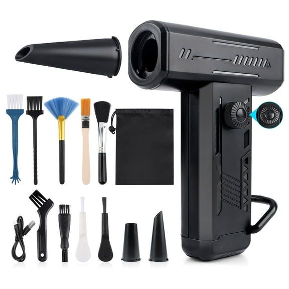 130000 RPM High-Speed Handheld Blower/Duster - Industrial Strength Air Blower for Electronics, Cars, Workshops | USB-C Rechargeable, Cordless, Includes Storage Bag (Black)