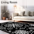 thumbnail image 2 of ODIKA 6'x9' Machine Washable Non-Slip Area Rug, Festive Snowflake Latch Hook Pillow Kit with Crochet Yarn Needlework High Traffic Rug with Pad, Black, 743785, 2 of 8
