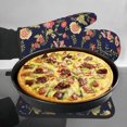 thumbnail image 7 of Bingfone Flower Print Oven Mitts Pot Holders Set 2 PCS for Kitchen for Cooking Grilling Baking BBQ Pot Holders Cook Essentials, 7 of 7