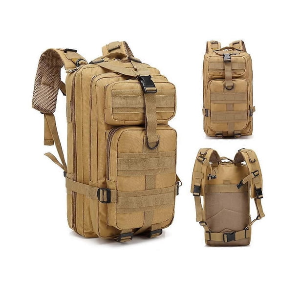 30L Military Tactical Bag Camping Outdoor Travel EDC Rucksack Hiking Backpack (Khaki)