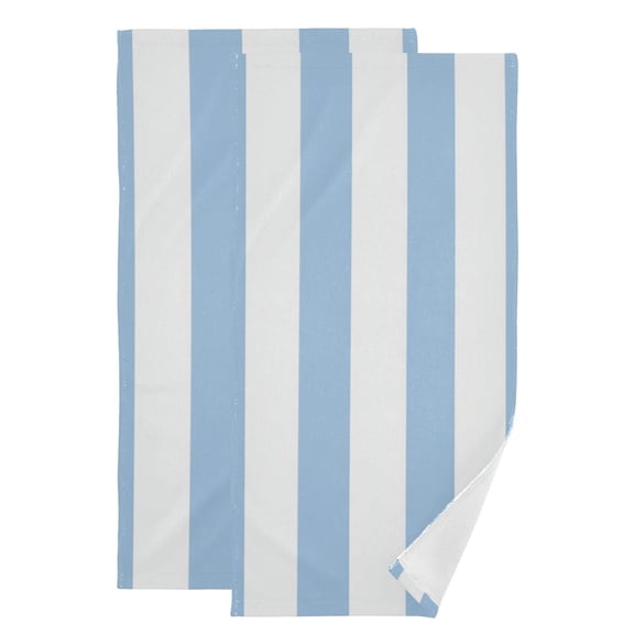 Light Blue-white Stripes Hand Towel Absorbent Bath Towels for Bathroom Sports Gym 28" x 14" Set of 2