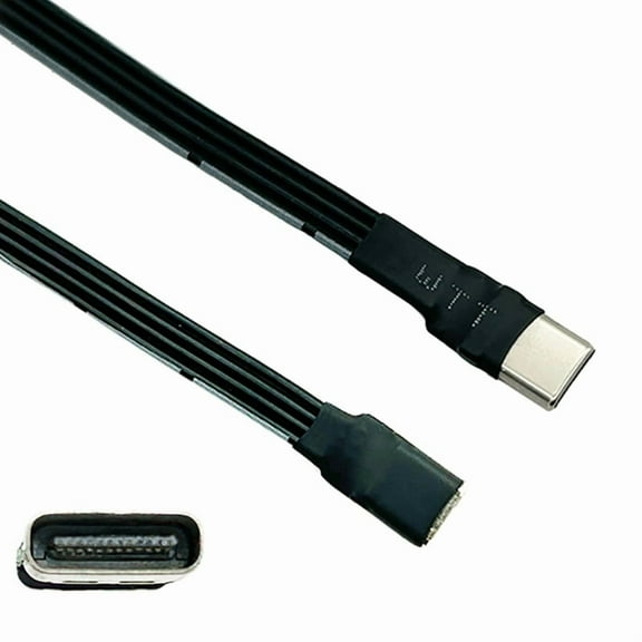 USB C Male to USB C Female Extension Cable 90 Degree Ribbon Flat USB C Cable