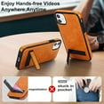 thumbnail image 6 of for iPhone 11 PU Leather Back Case, Built-in Invisible Stand [Compatible with Magsafe] Protective Slim Kickstand Anti-fall Phone Cover Compatible with iPhone 11, Khaki, 6 of 8