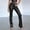 Black, variant on AOOCHASLIY Women Fall Pants Fashion Women Solid Zipper Casual Mid Waist Leather Long Pants