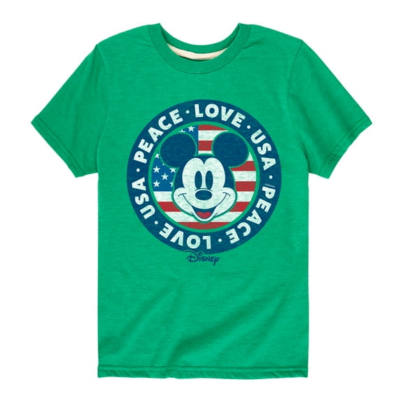 Disney - Americana - Mickey Peace Love USA - Toddler And Youth Short Sleeve Graphic T-Shirt