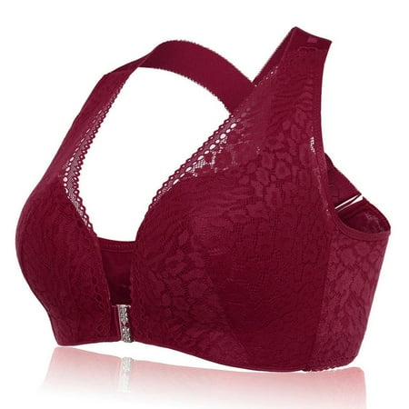 

Foraging dimple Women s Front Closure Extra-Elastic Large Shaping Posture Lift Bras Wine
