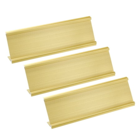 2x7inch Aluminum Name Plate Holder, 3 Pcs L Type for Desk Sign Holder Gold Tone