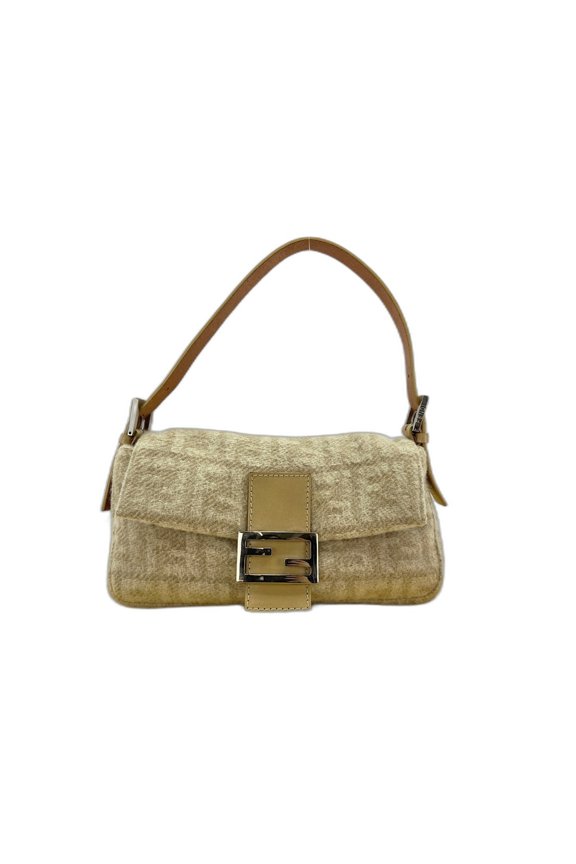 Pre-Owned Fendi Mamma Bucket Handbag, Cotton, Beige