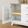thumbnail image 7 of 36" Sideboard Buffet Cabinet with Fluted Glass Door,Modern White Accent Storage Cabinet with 2-Tier Adjustable Shelves, Oak, 7 of 7