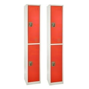 AdirOffice 72'' 2-Tier Key Lock Red Steel Storage Locker 2/Pack (629-202-RED-2PK)