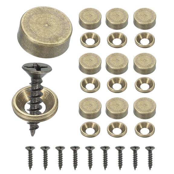 Uxcell Brass Decorative Screws with Cap, Mirror Screw Self Tapping Screws Decorative Cover Bronze